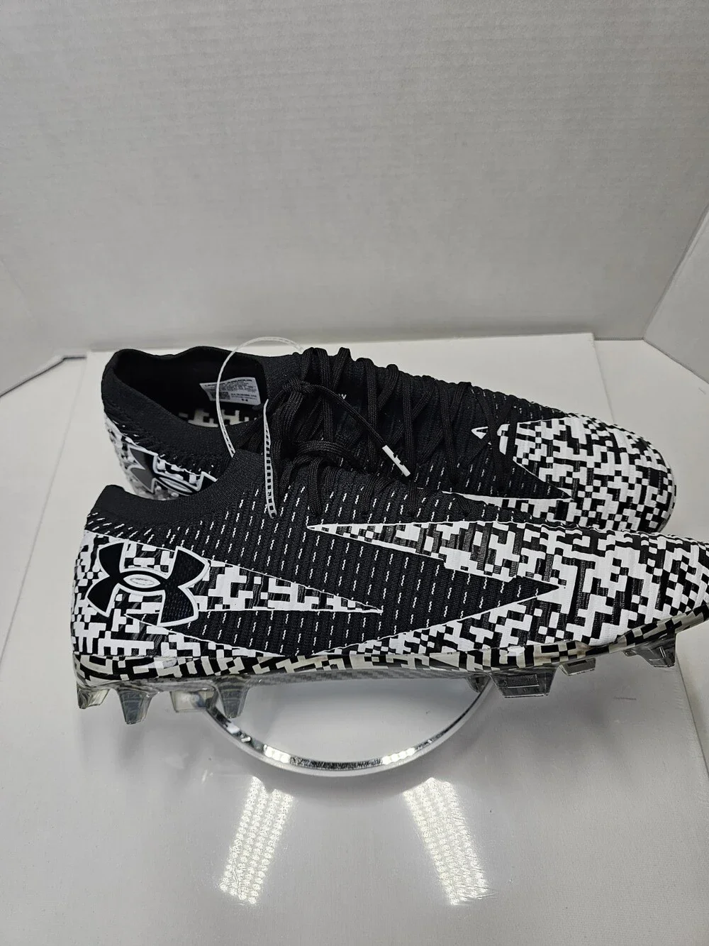 Men's 14 Under Armour Shadow Elite 3 FG 'QR Code' Soccer Cleats Black White